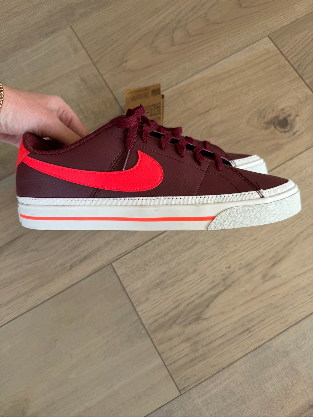 Nike Court Legacy Next Nature Dark Red Bright Crimson Sneakers NWT Size 9.5 - Picture 5 of 6